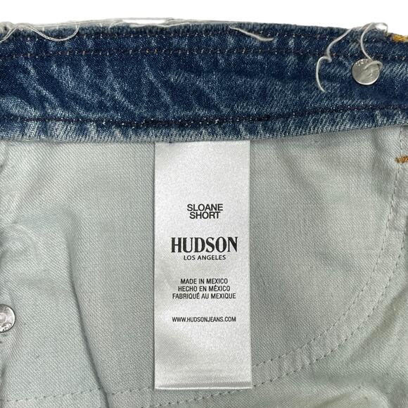 Hudson Sloane Short 29 Distressed Denim Step Hem Button Fly Light Wash Cutoffs - Picture 8 of 8